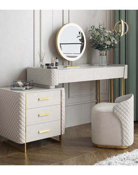 Bàn Trang Điểm Gỗ Tự Nhiên Cao Cấp Có Gương Đèn LED
