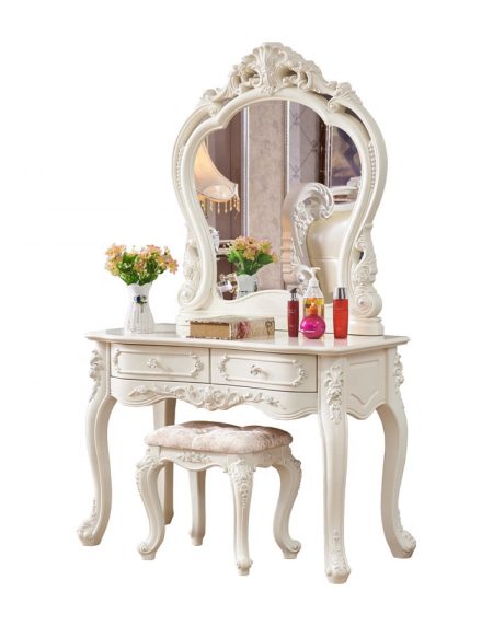 Bàn Trang Điểm Gỗ Tự Nhiên Cổ Điển Có Gương