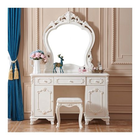 Bàn Trang Điểm Gỗ Tự Nhiên Cổ Điển Có Gương