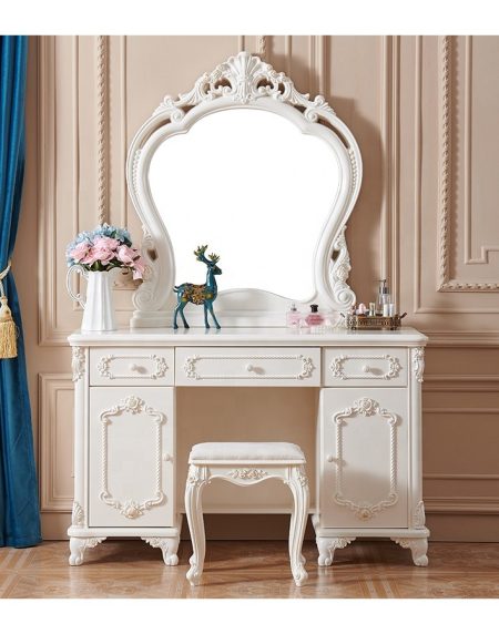Bàn Trang Điểm Gỗ Tự Nhiên Cổ Điển Có Gương