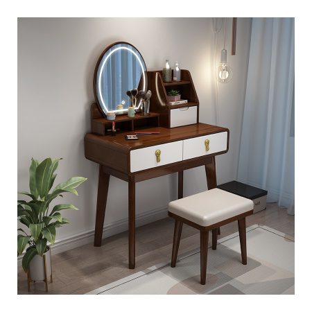 Bàn Trang Điểm Gỗ Tự Nhiên Hiện Đại Có Đèn & Gương