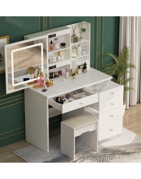 Bàn Trang Điểm Gỗ Tự Nhiên Hiện Đại Có Đèn LED Bàn Trang Điểm Gỗ Tự Nhiên Hiện Đại Có Đèn LED