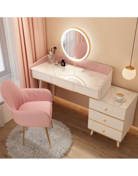 Bàn Trang Điểm Gỗ Tự Nhiên Hiện Đại Có Đèn LED Bàn Trang Điểm Gỗ Tự Nhiên Hiện Đại Có Đèn LED