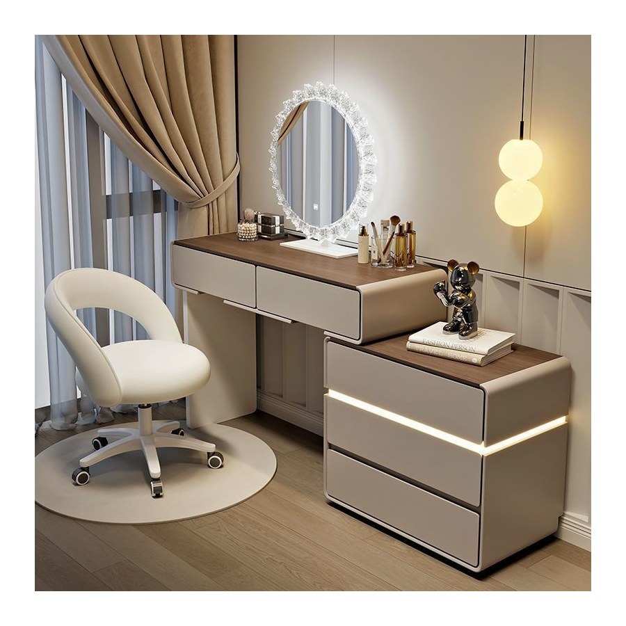Bàn Trang Điểm Gỗ Tự Nhiên Hiện Đại Có Gương Đèn Bàn Trang Điểm Gỗ Tự Nhiên Hiện Đại Có Gương Đèn