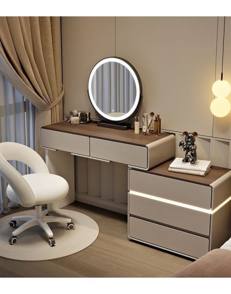 Bàn Trang Điểm Gỗ Tự Nhiên Hiện Đại Có Gương Đèn Bàn Trang Điểm Gỗ Tự Nhiên Hiện Đại Có Gương Đèn