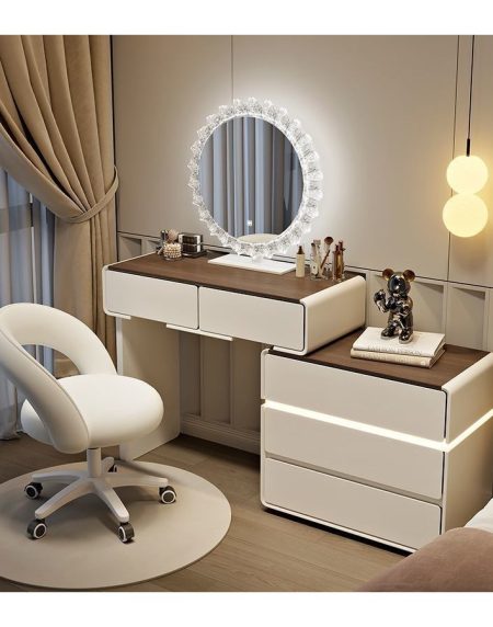 Bàn Trang Điểm Gỗ Tự Nhiên Hiện Đại Có Gương Đèn Bàn Trang Điểm Gỗ Tự Nhiên Hiện Đại Có Gương Đèn