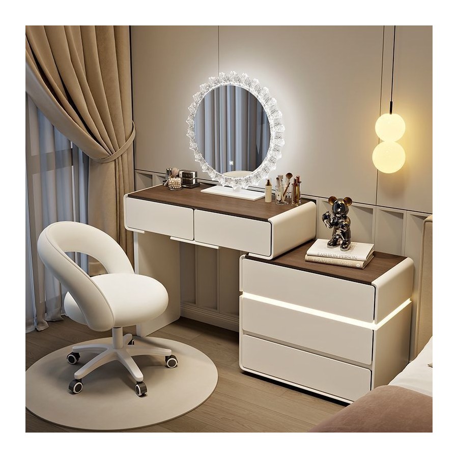 Bàn Trang Điểm Gỗ Tự Nhiên Hiện Đại Có Gương Đèn Bàn Trang Điểm Gỗ Tự Nhiên Hiện Đại Có Gương Đèn