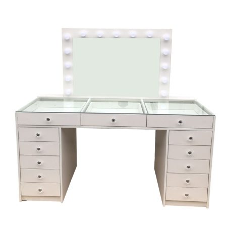 Bàn Trang Điểm Gỗ Tự Nhiên Hiện Đại Có Gương Đèn Cho Phòng Ngủ