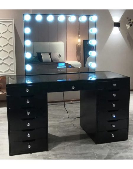 Bàn Trang Điểm Gỗ Tự Nhiên Hiện Đại Có Gương Đèn Cho Phòng Ngủ