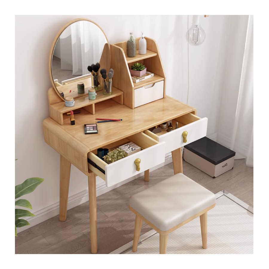 Bàn Trang Điểm Gỗ Tự Nhiên Hiện Đại Có Gương Điều Chỉnh Bàn Trang Điểm Gỗ Tự Nhiên Hiện Đại Có Gương Điều Chỉnh