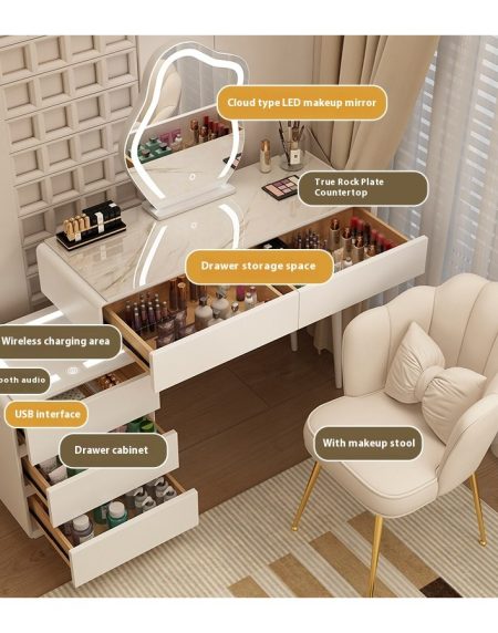 Bàn Trang Điểm Gỗ Tự Nhiên Hiện Đại Có Gương LED Bàn Trang Điểm Gỗ Tự Nhiên Hiện Đại Có Gương LED