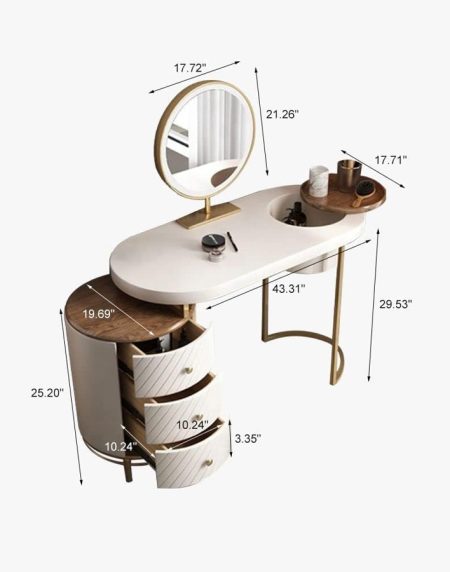 Bàn Trang Điểm Gỗ Tự Nhiên Hiện Đại Có Gương Thông Minh