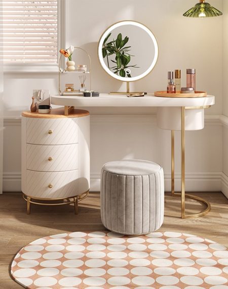 Bàn Trang Điểm Gỗ Tự Nhiên Hiện Đại Có Gương Thông Minh