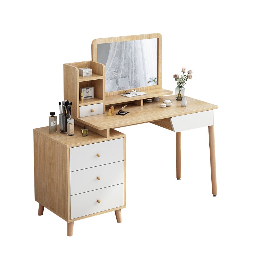 Bàn Trang Điểm Gỗ Tự Nhiên Hiện Đại Có Gương Và Đèn Bàn Trang Điểm Gỗ Tự Nhiên Hiện Đại Có Gương Và Đèn