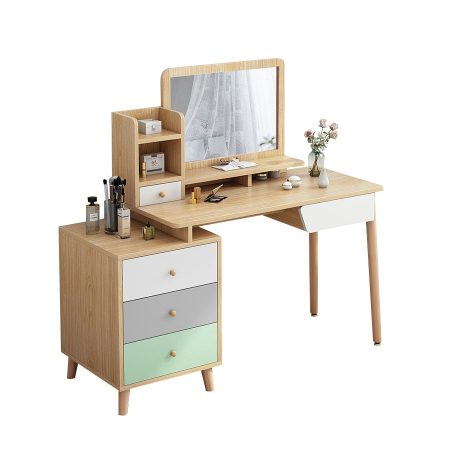 Bàn Trang Điểm Gỗ Tự Nhiên Hiện Đại Có Gương Và Đèn Bàn Trang Điểm Gỗ Tự Nhiên Hiện Đại Có Gương Và Đèn