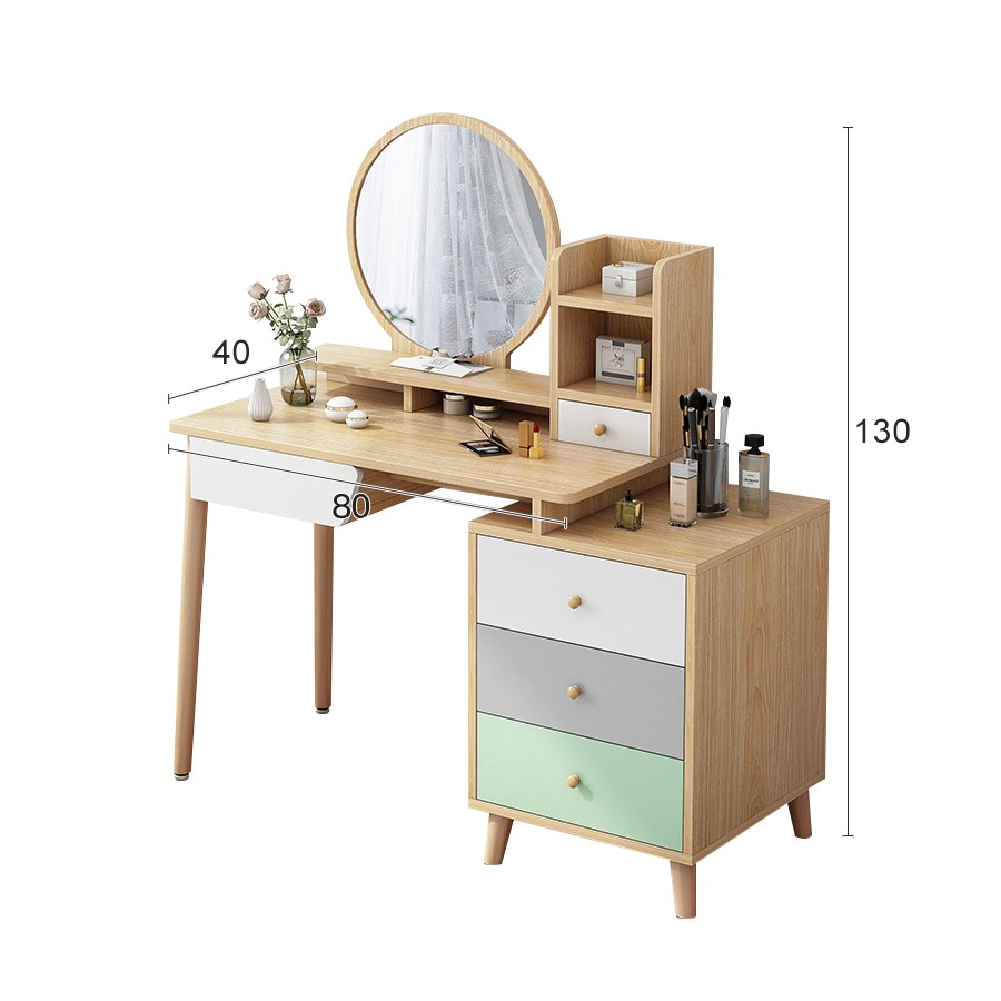 Bàn Trang Điểm Gỗ Tự Nhiên Hiện Đại Có Gương Và Đèn Bàn Trang Điểm Gỗ Tự Nhiên Hiện Đại Có Gương Và Đèn