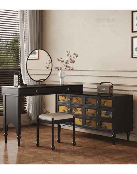 Bàn Trang Điểm Gỗ Tự Nhiên Phong Cách Vintage Có Gương Đứng Bàn Trang Điểm Gỗ Tự Nhiên Phong Cách Vintage Có Gương Đứng