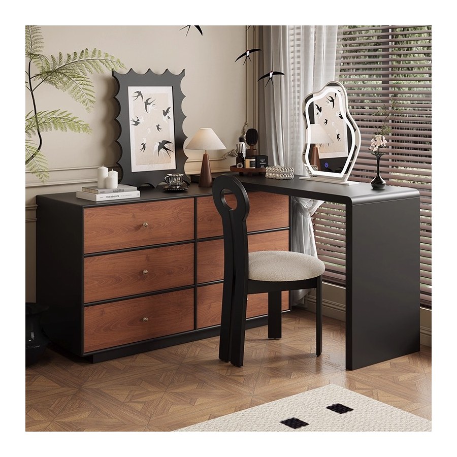 Bàn Trang Điểm Gỗ Tự Nhiên Phong Cách Vintage Có Gương Đứng Bàn Trang Điểm Gỗ Tự Nhiên Phong Cách Vintage Có Gương Đứng