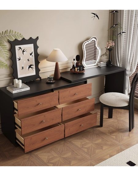 Bàn Trang Điểm Gỗ Tự Nhiên Phong Cách Vintage Có Gương Đứng Bàn Trang Điểm Gỗ Tự Nhiên Phong Cách Vintage Có Gương Đứng