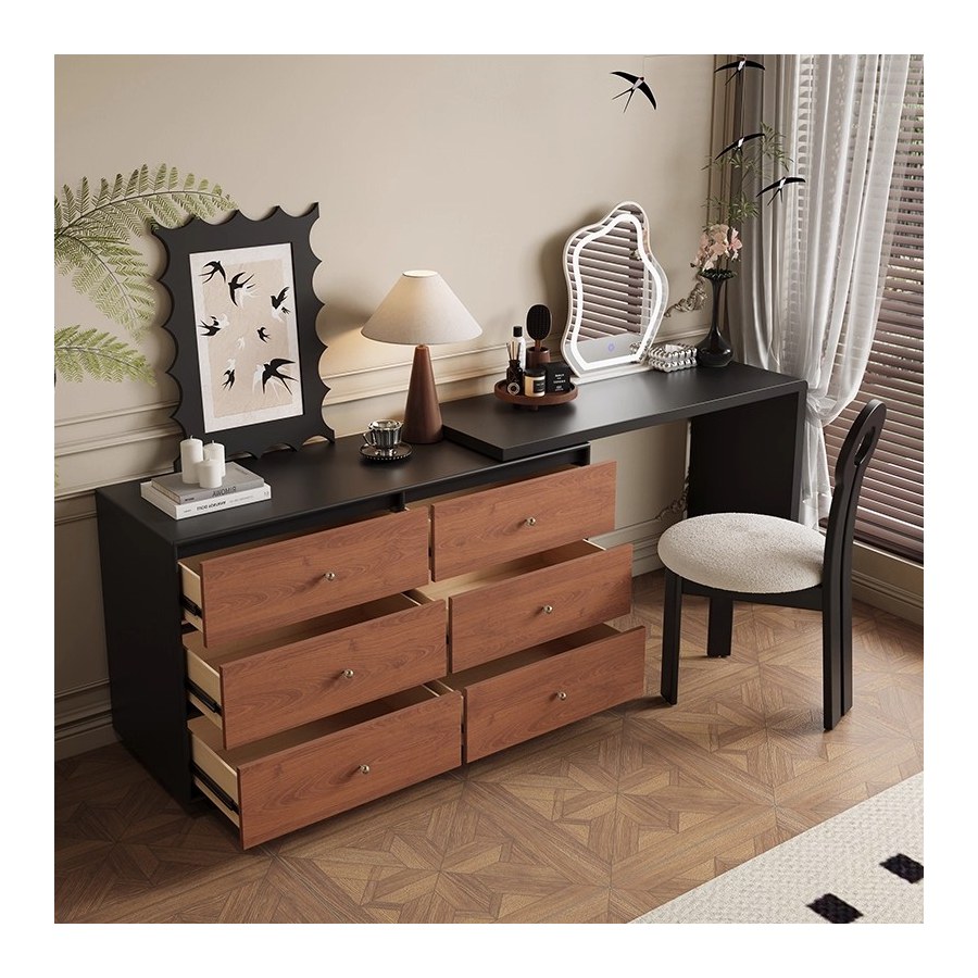 Bàn Trang Điểm Gỗ Tự Nhiên Phong Cách Vintage Có Gương Đứng Bàn Trang Điểm Gỗ Tự Nhiên Phong Cách Vintage Có Gương Đứng