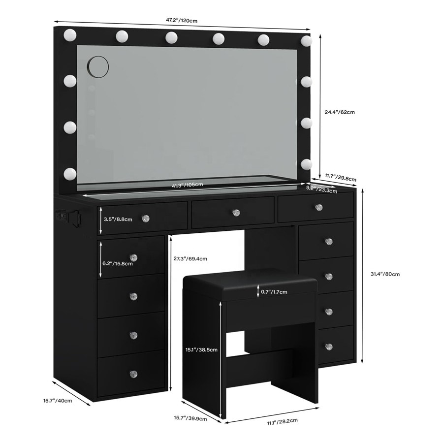 Bàn Trang Điểm Gỗ Với Gương LED Hiện Đại Bàn Trang Điểm Gỗ Với Gương LED Hiện Đại