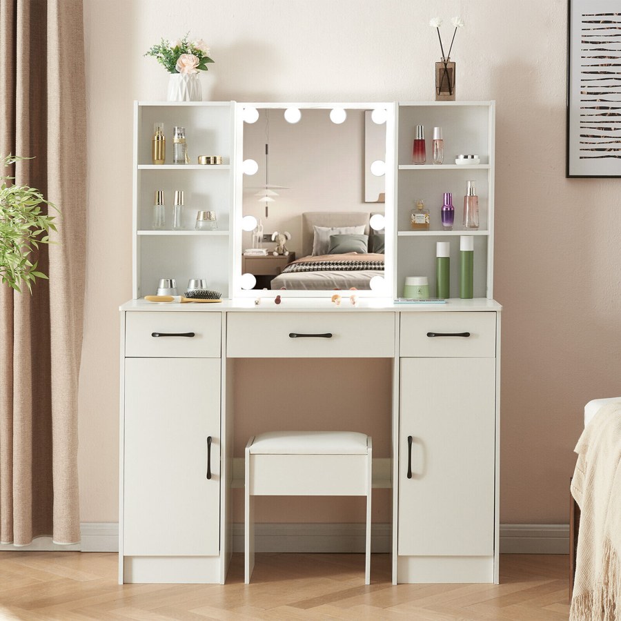 Bàn Trang Điểm Gương Đèn Led Hiện Đại Gỗ Tự Nhiên Bàn Trang Điểm Gương Đèn Led Hiện Đại Gỗ Tự Nhiên