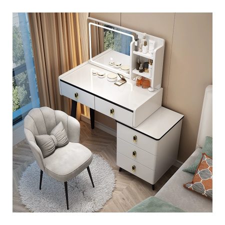 Bàn Trang Điểm Gương Đôi Gỗ MDF Hiện Đại Cho Phòng Ngủ Trẻ Em