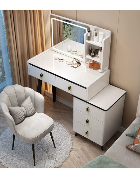 Bàn Trang Điểm Gương Đôi Gỗ MDF Hiện Đại Cho Phòng Ngủ Trẻ Em