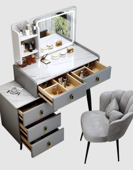 Bàn Trang Điểm Gương Đôi Gỗ MDF Hiện Đại Cho Phòng Ngủ Trẻ Em
