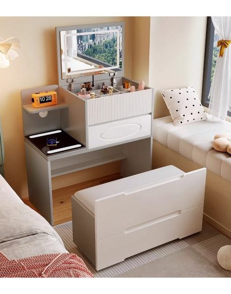 Bàn Trang Điểm Hiện Đại Gỗ MDF 8 Ngăn Có Đèn LED Bàn Trang Điểm Hiện Đại Gỗ MDF 8 Ngăn Có Đèn LED