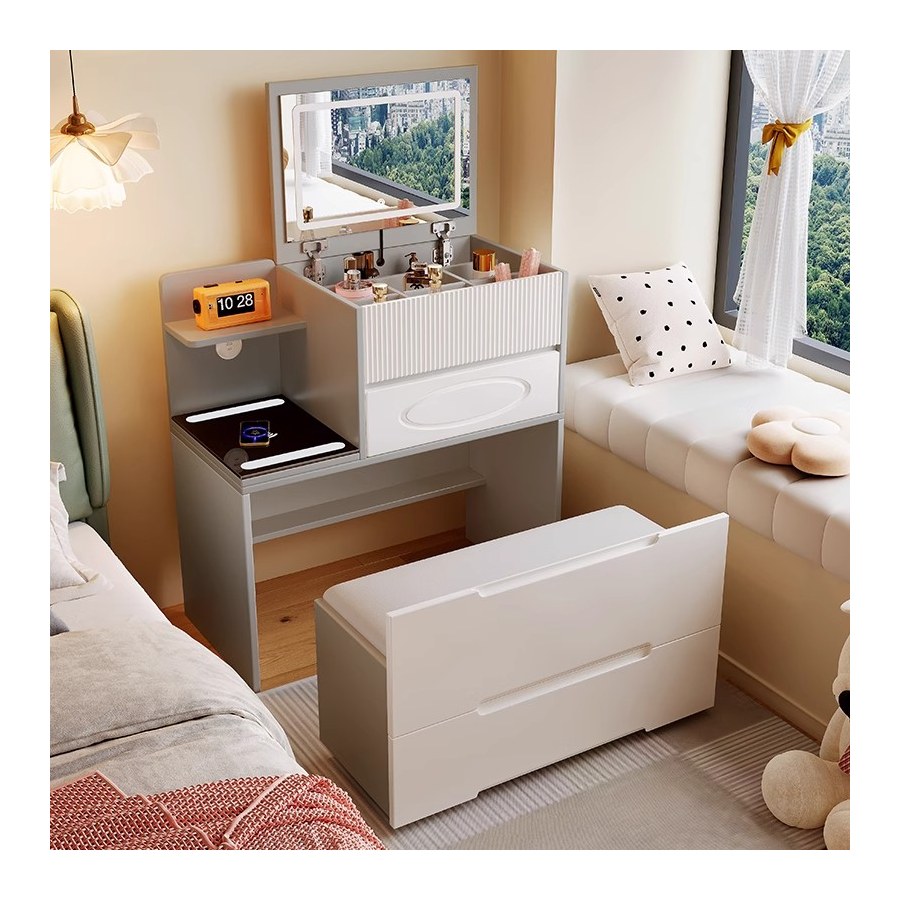 Bàn Trang Điểm Hiện Đại Gỗ MDF 8 Ngăn Có Đèn LED Bàn Trang Điểm Hiện Đại Gỗ MDF 8 Ngăn Có Đèn LED