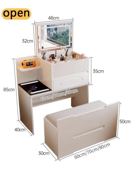 Bàn Trang Điểm Hiện Đại Gỗ MDF 8 Ngăn Có Đèn LED Bàn Trang Điểm Hiện Đại Gỗ MDF 8 Ngăn Có Đèn LED