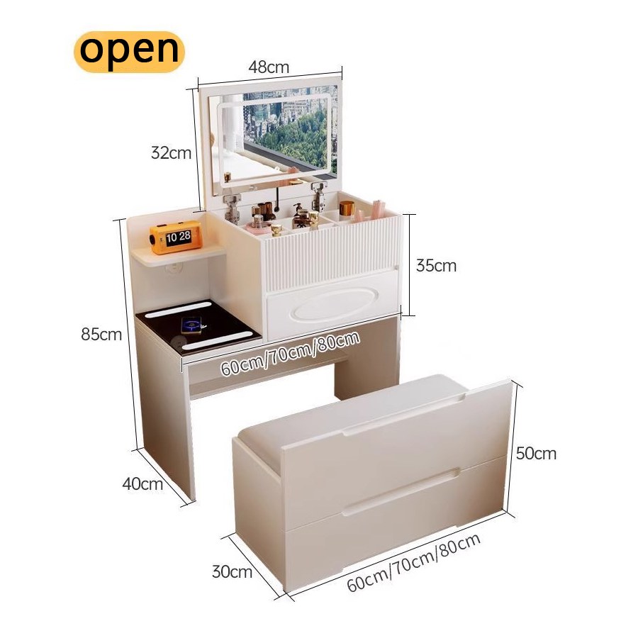 Bàn Trang Điểm Hiện Đại Gỗ MDF 8 Ngăn Có Đèn LED Bàn Trang Điểm Hiện Đại Gỗ MDF 8 Ngăn Có Đèn LED