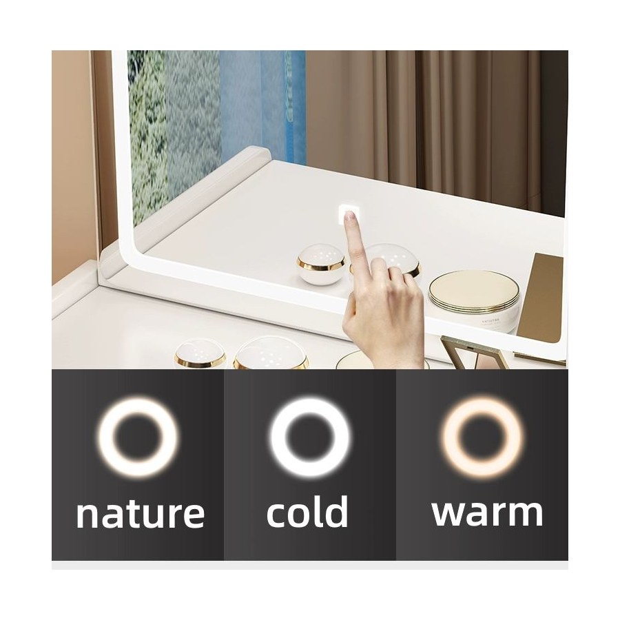 Bàn Trang Điểm Hiện Đại Gỗ MDF Có Gương Chiếu Sáng Bàn Trang Điểm Hiện Đại Gỗ MDF Có Gương Chiếu Sáng