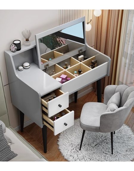 Bàn Trang Điểm Hiện Đại Gỗ Thông Có Gương Chiếu Sáng Bàn Trang Điểm Hiện Đại Gỗ Thông Có Gương Chiếu Sáng