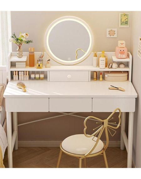 Bàn Trang Điểm Hiện Đại Gỗ Tự Nhiên Có Gương Chiếu Sáng