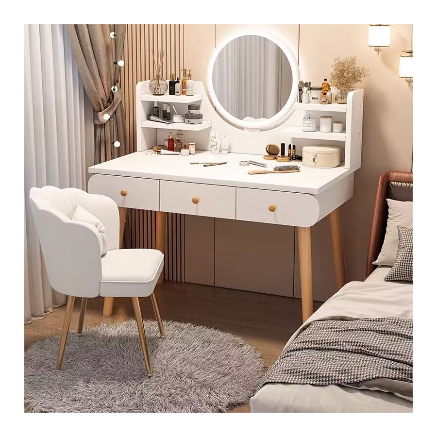 Bàn Trang Điểm Hiện Đại Gỗ Tự Nhiên Có Gương Đèn Bàn Trang Điểm Hiện Đại Gỗ Tự Nhiên Có Gương Đèn