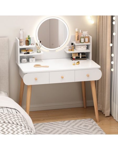 Bàn Trang Điểm Hiện Đại Gỗ Tự Nhiên Có Gương Đèn Bàn Trang Điểm Hiện Đại Gỗ Tự Nhiên Có Gương Đèn