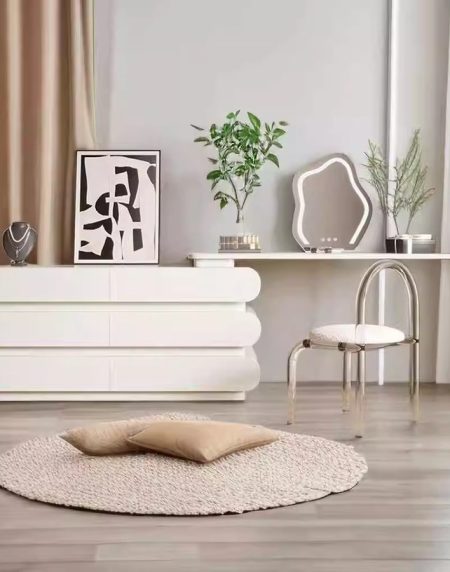 Bàn Trang Điểm Hiện Đại Gỗ Tự Nhiên Có Gương Đèn LED