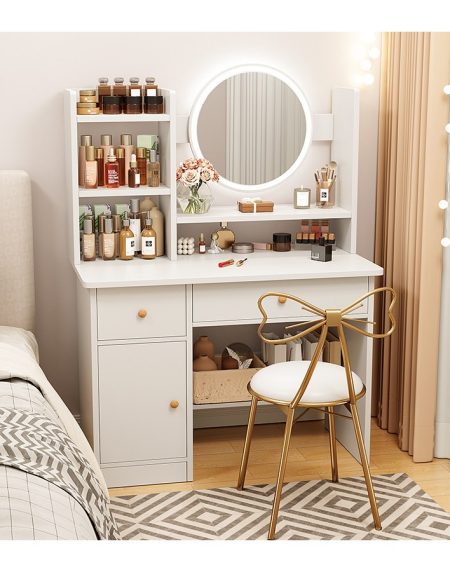 Bàn Trang Điểm Kim Loại Có Gương Led Hiện Đại