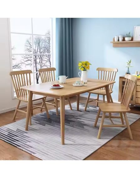 Bộ Bàn Ăn Gỗ Tự Nhiên Hình Chữ Nhật Hiện Đại 4/6/8 Ghế
