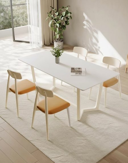 Bộ Bàn Ăn Gỗ Tự Nhiên Khung Đá Sang Trọng Cho 4 Người
