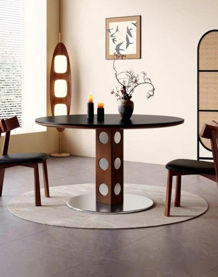 Bộ Bàn Ăn Gỗ Tự Nhiên Vintage Hiện Đại Cho Căn Hộ Nhỏ