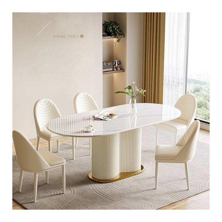 Bộ Bàn Ăn Hiện Đại Kim Loại 8 Ghế Đá Chống Thấm