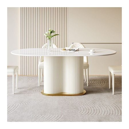 Bộ Bàn Ăn Hiện Đại Kim Loại 8 Ghế Đá Chống Thấm