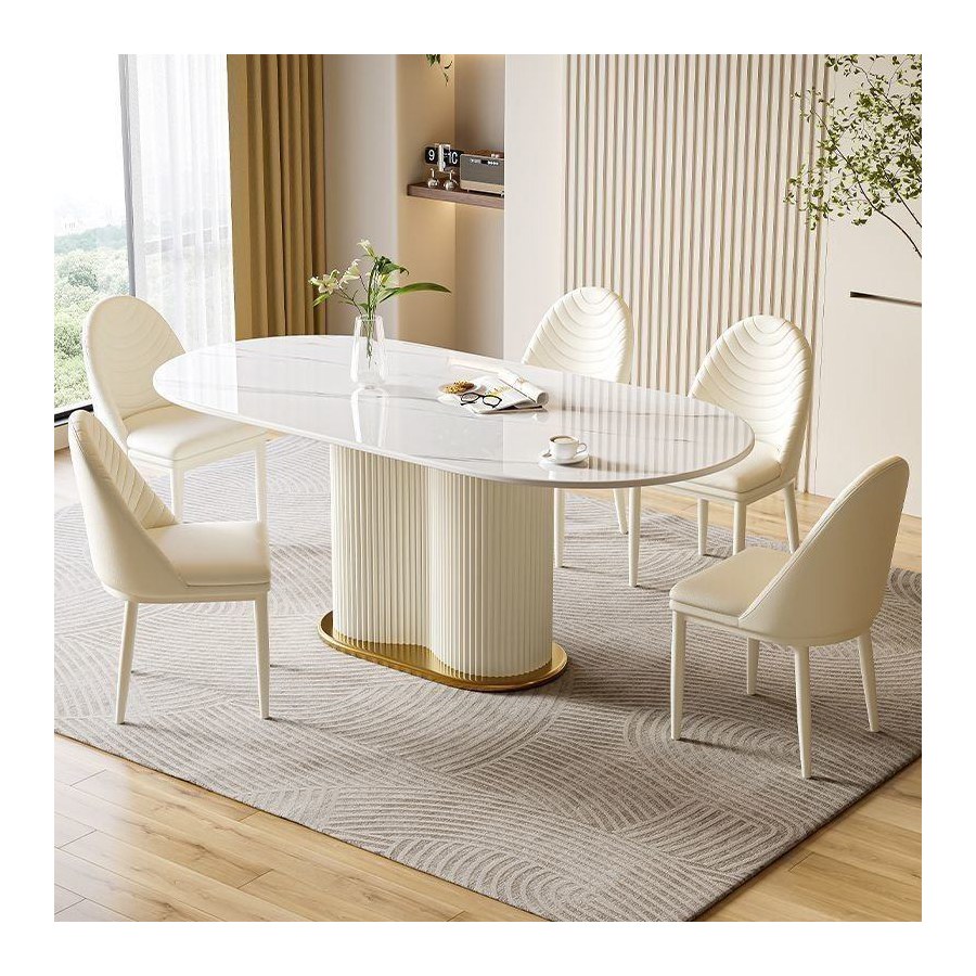 Bộ Bàn Ăn Hiện Đại Kim Loại 8 Ghế Đá Chống Thấm Bộ Bàn Ăn Hiện Đại Kim Loại 8 Ghế Đá Chống Thấm