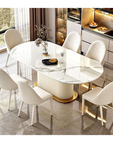 Bộ Bàn Ăn Hiện Đại Kim Loại 8 Ghế Đá Chống Thấm Bộ Bàn Ăn Hiện Đại Kim Loại 8 Ghế Đá Chống Thấm
