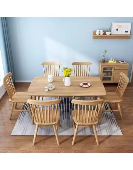 Bộ Bàn Ăn Hình Chữ Nhật Gỗ Tự Nhiên Hiện Đại 4/6/8 Ghế