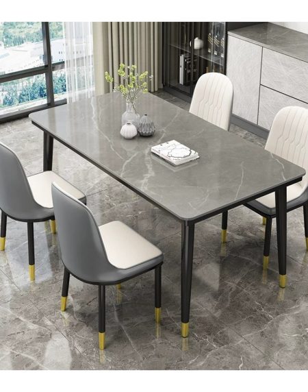 Bộ Bàn Ăn Kim Loại Đá Sintered Hiện Đại 4 Ghế Bộ Bàn Ăn Kim Loại Đá Sintered Hiện Đại 4 Ghế