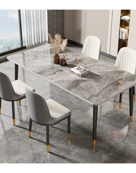 Bộ Bàn Ăn Kim Loại Đá Sintered Hiện Đại 4 Ghế Bộ Bàn Ăn Kim Loại Đá Sintered Hiện Đại 4 Ghế